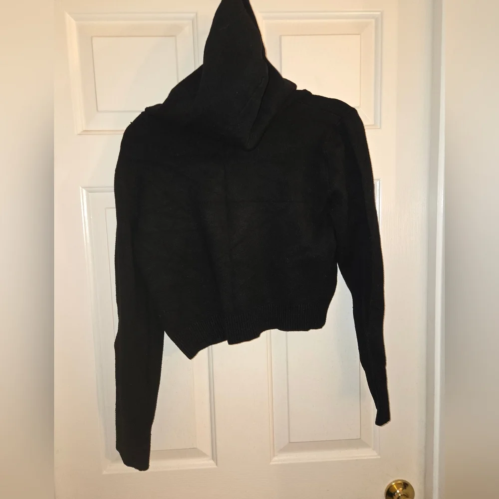 Zara Black Hoodie with Glitter Drawstrings - Picture 2 of 3
